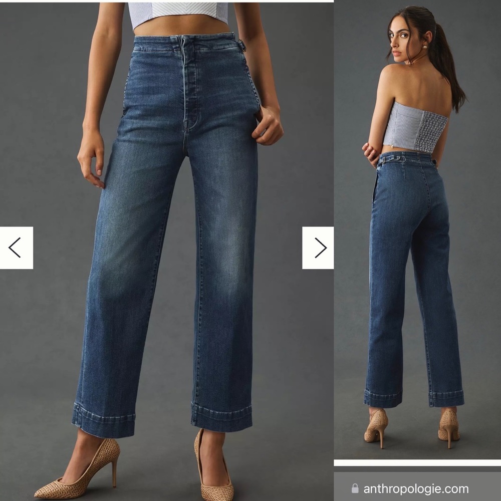 MOTHER The Cinch Greaser High-Rise Wide-Leg Ankle Jeans Size 29
